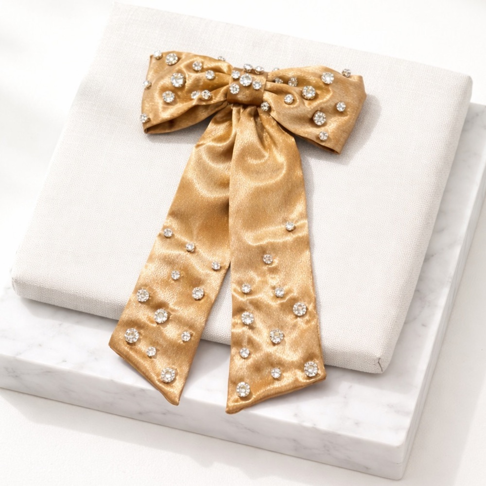 Jennifer Behr Gold Embellished Bow Hair Clip